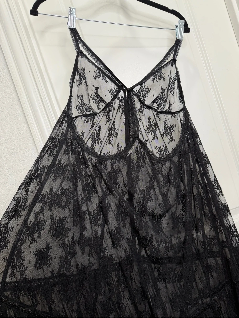 Free People In The Breeze Maxi Slip in Black Combo Sz Medium - Picture 9 of 11